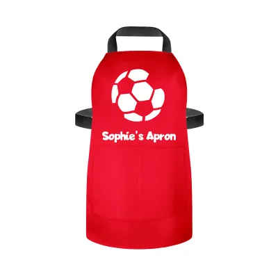 (55cm x 40cm) with Football Icon - Red Cotton Fabric (Personalised with Name) and Matching Fabric Pocket