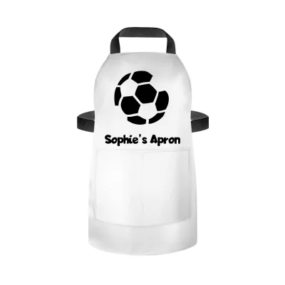 (70cm x 55cm) with Football Icon - White Cotton Fabric (Personalised with Name) and Matching Fabric Pocket
