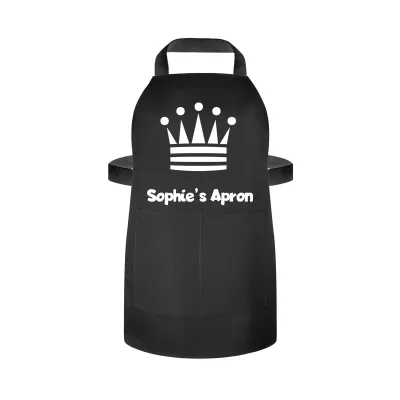 (70cm x 55cm) with Princess Icon Black Cotton Fabric (Personalised with Name) and Matching Fabric Pocket