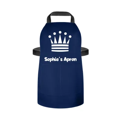 (55cm x 40cm) with Princess Icon - Navy Blue Cotton Fabric (Personalised with Name) and Matching Fabric Pocket