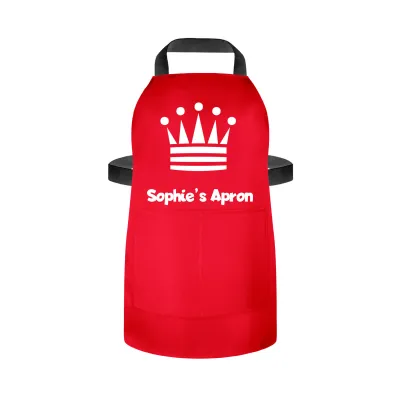 (70cm x 55cm) with Princess Icon - Red Cotton Fabric (Personalised with Name) and Matching Fabric Pocket