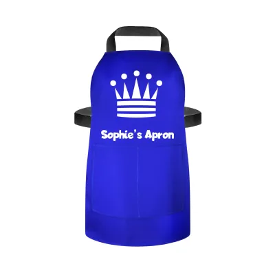 (70cm x 55cm) with Princess Icon - Royal Blue Cotton Fabric (Personalised with Name) and Matching Fabric Pocket