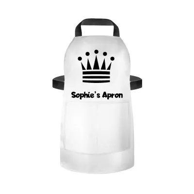 (55cm x 40cm) with Princess Icon - White Cotton Fabric (Personalised with Name) and Matching Fabric Pocket