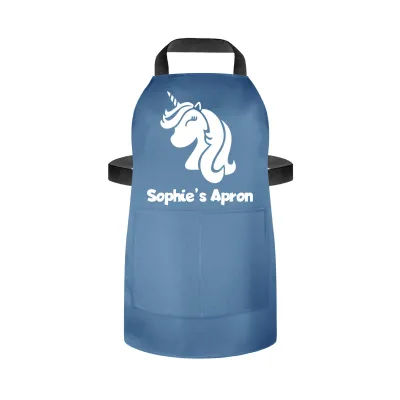 (70cm x 55cm) with Unicorn Icon - Gothic Blue Luxury Cotton Fabric (Personalised with Name) and Matching Fabric Pocket