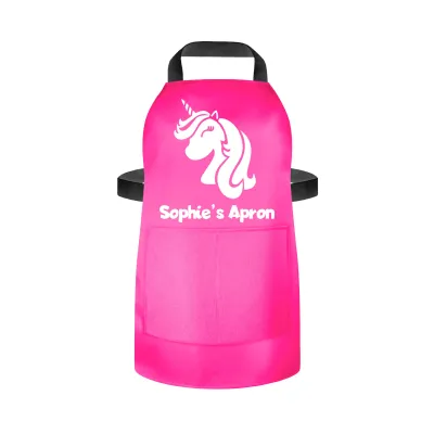 (70cm x 55cm) with Unicorn Icon - Hot Pink Cotton Fabric (Personalised with Name) and Matching Fabric Pocket