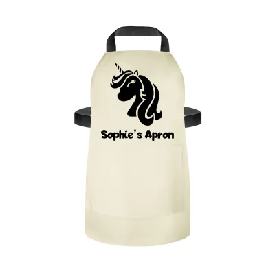 (55cm x 40cm) with Unicorn Icon - Natural Cotton Fabric (Personalised with Name) and Matching Fabric Pocket