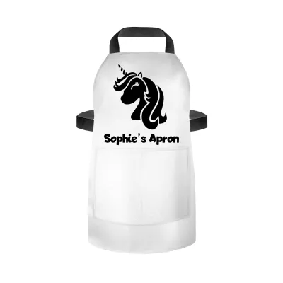 (70cm x 55cm) with Unicorn Icon - White Cotton Fabric (Personalised with Name) and Matching Fabric Pocket