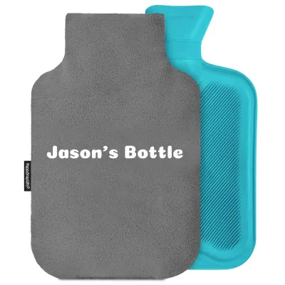2 Litre - Grey Fleece Fabric with Removable Cover (Personalised with Text)