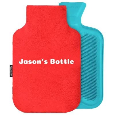 2 Litre - Red Fleece Fabric with Removable Cover (Personalised with Text)