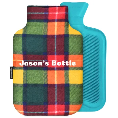 2 Litre - Tartan Fleece Fabric with Removable Cover (Personalised with Text)