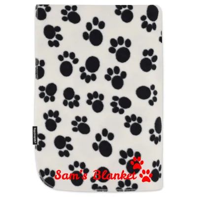 (100cm x 140cm) with Dog Paws Icon - Paws Fleece Fabric (Personalised with Text)