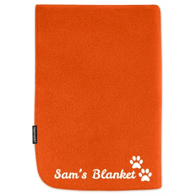 (70cm x 70cm) with Dog Paws Icon - Burnt Orange Fleece Fabric (Personalised with Text)