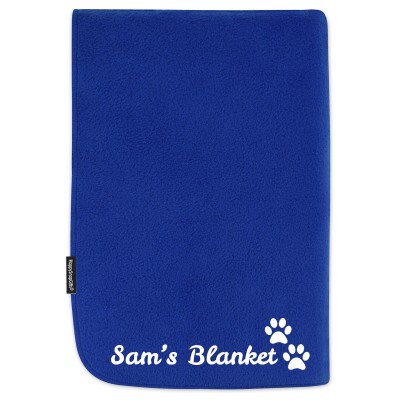 (70cm x 70cm) with Dog Paws Icon - Royal Blue Fleece Fabric (Personalised with Text)
