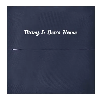 (40cm Square) - Navy Blue Cotton Fabric with Zip Opening