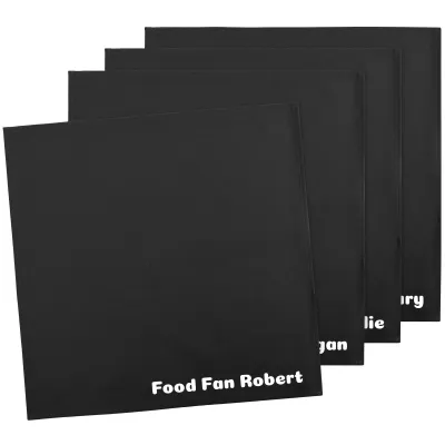 Pack of 4 (40cm Square) Black Cotton Fabric (Personalised with Text)