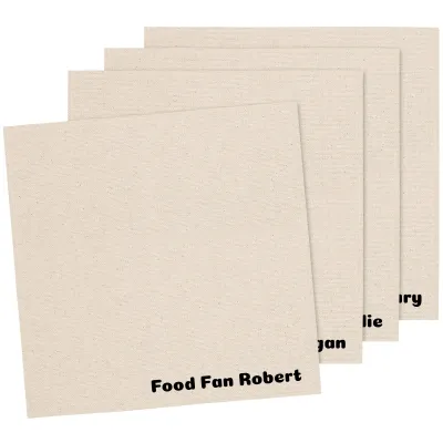 Pack of 4 (40cm Square) - Natural Organic Cotton (Personalised with Text)