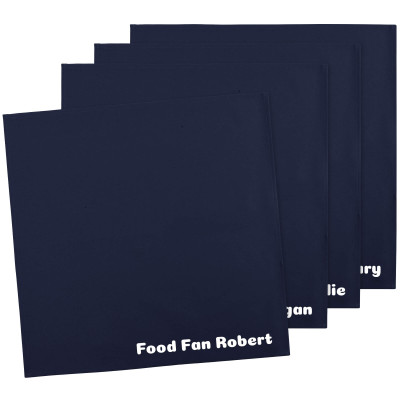 Pack of 4 (40cm Square) - Navy Blue Cotton Fabric (Personalised with Text)