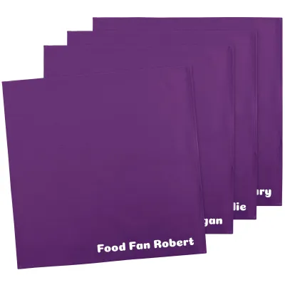 Pack of 4 (40cm Square) - Purple Cotton Fabric (Personalised with Text)