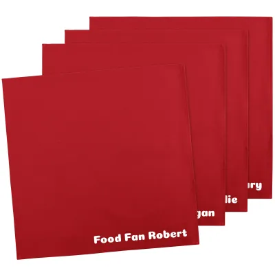 Pack of 4 (40cm Square) - Red Cotton Fabric (Personalised with Text)