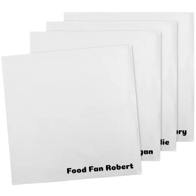 Pack of 4 (40cm Square) - White Cotton Fabric (Personalised with Text)
