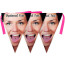 Face Bunting Triangle 28cm Mock Suede Polyester Fabric with Baby Pink Ribbon Personalised with Text