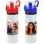 Personalised Water Bottle with Flip Lid with Red and Blue Coloured Lids