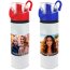 Personalised Water Bottle with Flip Lid with Red and Blue Coloured Lids