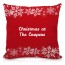 (40cm Square) - Snowflakes on Red Design Soft Velvet Polyester Fabric