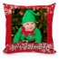 (25cm Square) - Snowflakes on Red Design Soft Velvet Polyester Fabric (Personalised with Text)