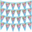 - 3 Metres with 24 Triangle Flags (20cm) with Balloons Design Sky Blue Mock Suede Polyester Fabric (Personalised with Text)