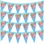 - 3 Metres with 24 Triangle Flags (20cm) with Balloon Design Sky Blue Mock Suede Polyester Fabric (Personalised with Text)