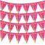 - 3 Metres with 24 Triangle Flags (20cm) with Candles Design Hot Pink (Fuchsia) Mock Suede Polyester Fabric (Personalised with Text)