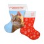 (25cm) Cat Paws &amp; Fish Theme Red Soft Velvet Polyester Fabric (Personalised with Text)