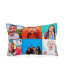 (Polyester Fibre Filling) Sky Blue Soft Velvet Polyester Fabric with Removable (Zip) Cover (Patchwork Sewn Photos) 6 Photos (Approx. 40cm x 25cm) (Personalised with Text)