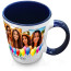 (XL 15oz Blue Inner &amp; Handle) with Balloon Design with 5 Photos (Personalised with Text)